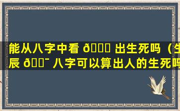 能从八字中看 🐒 出生死吗（生辰 🐯 八字可以算出人的生死吗）